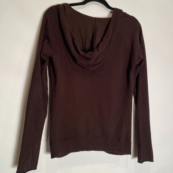 Vintage Brown Y2K PERFECT BASIC Scrunchy Ruched Zip Up HOODIE Cardigan! M to L - Picture 14 of 14